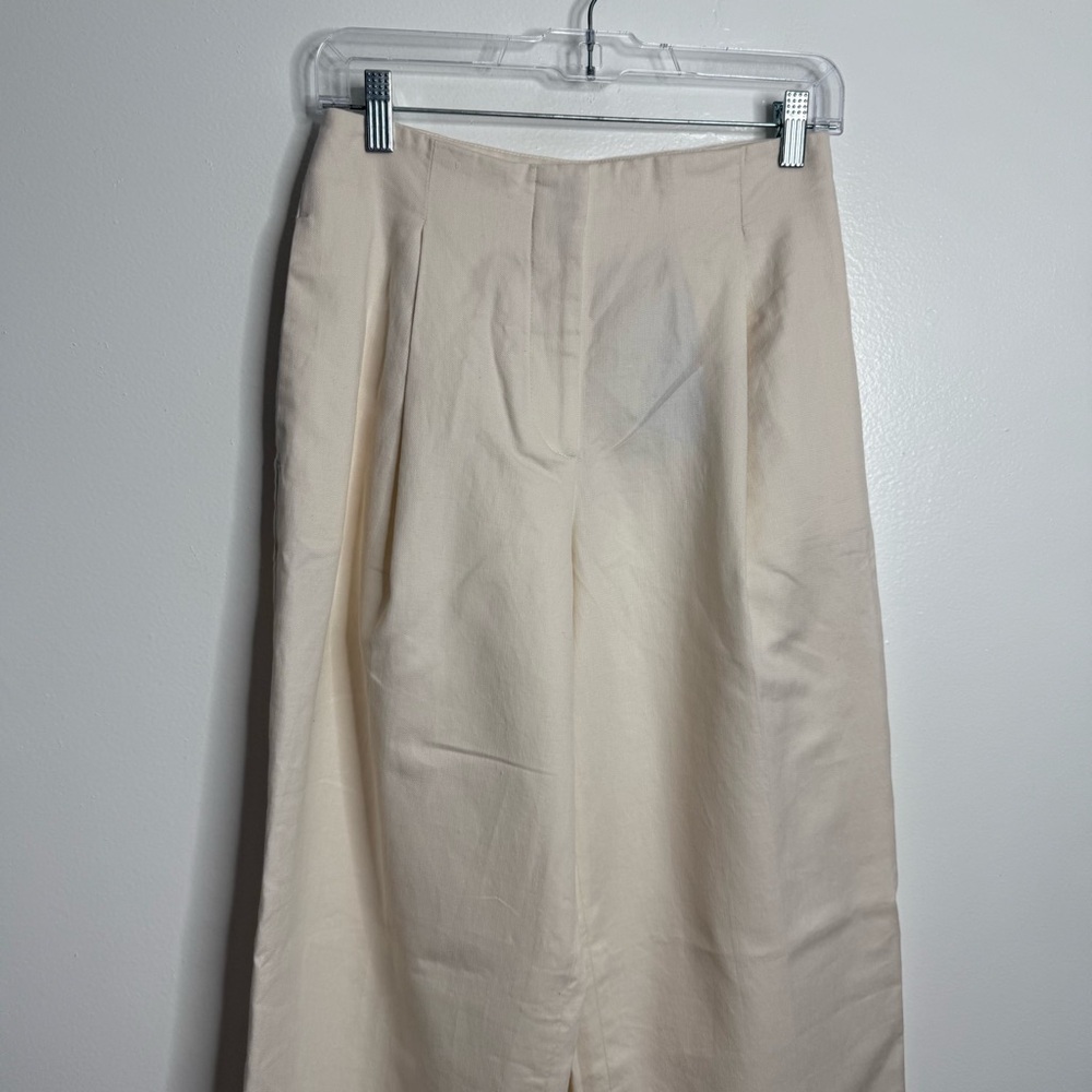 NWT Massimo‎ Dutti Darted Linen Blend Trousers In Cream Size 2 - Picture 3 of 13